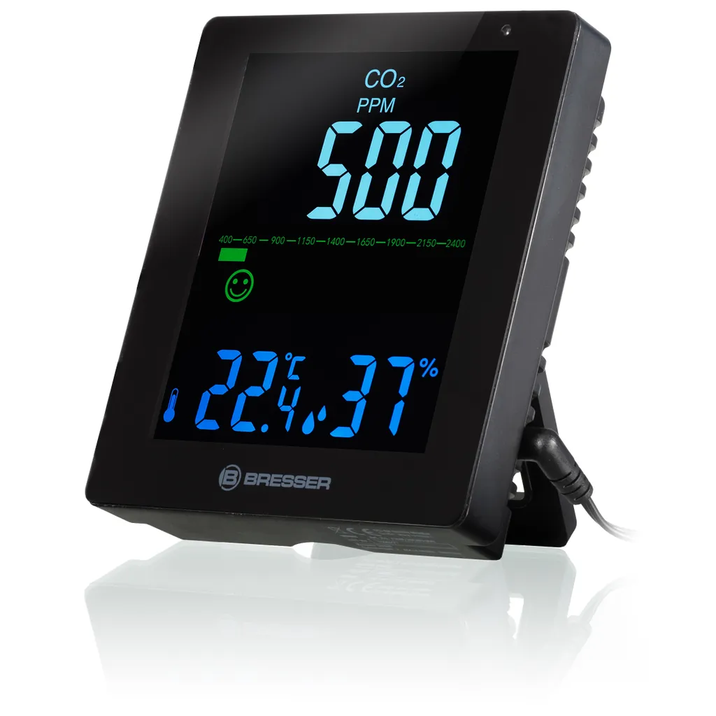 BRESSER CO2-Luftqualitätsmonitor Smile mit CO2-Ampel Farbe: schwarz